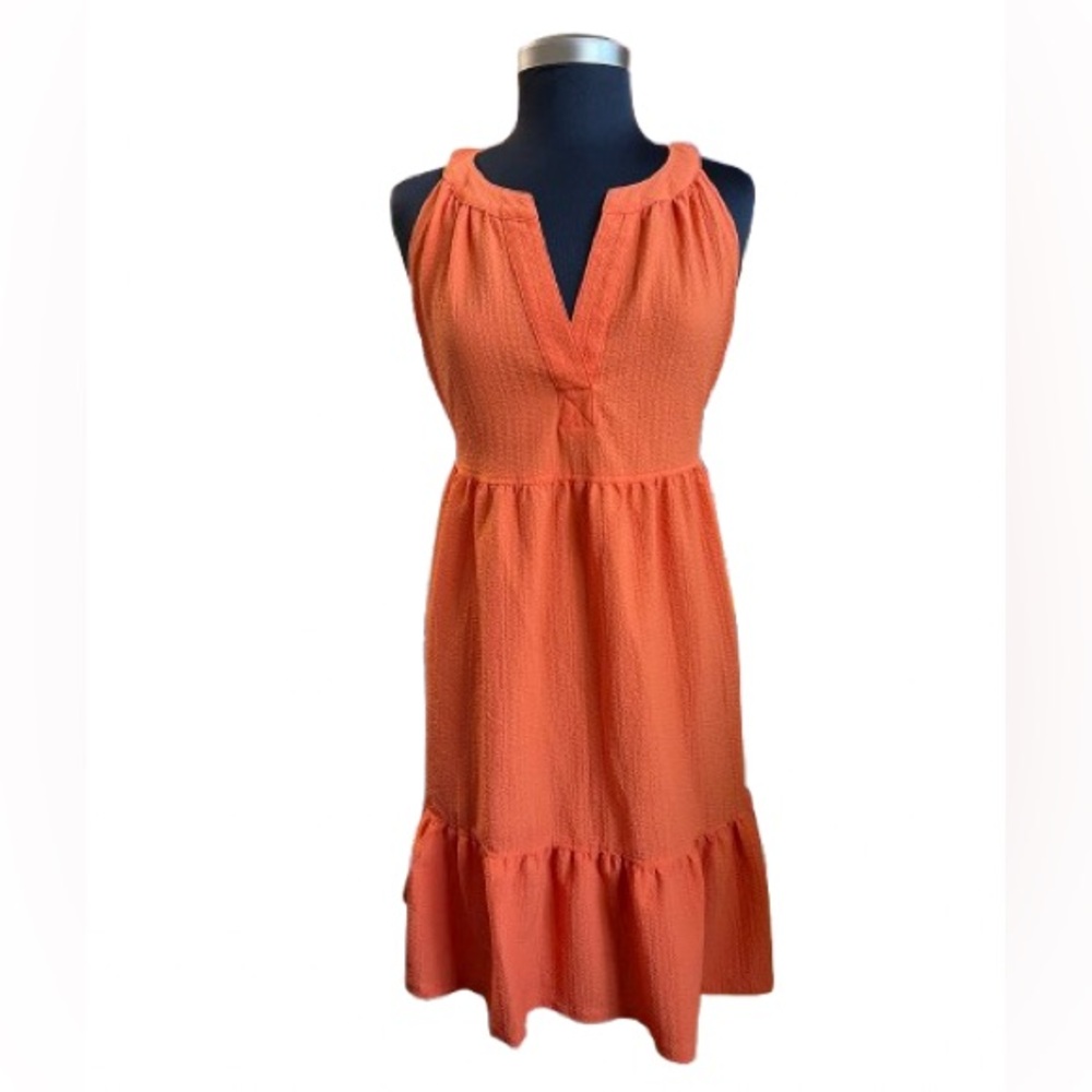 Calvin Klein Vibrant Orange Sleeveless Midi Dress Size 8